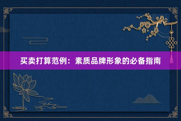买卖打算范例：素质品牌形象的必备指南