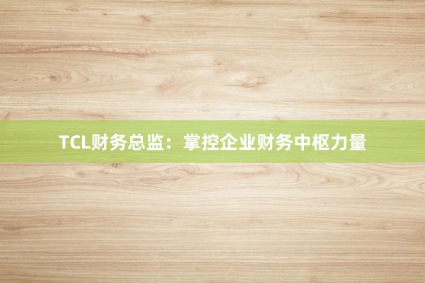 TCL财务总监：掌控企业财务中枢力量